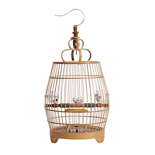 Handgefertigter Vogelkäfig Aus Bambus, Großer Vogelkäfig Für Drosseln Und Andere Mittelgroße Vögel, Heimtierbedarf, Vogelvilla, 9,8 X 13,7 ZollBird cage+Bowl von GLETSF