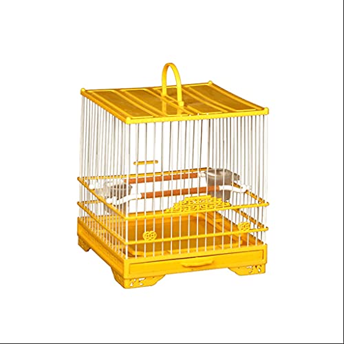 Quadratischer Vogelflugkäfig Mit Rollständer Und Futterspender, Tragbarer Vogelkäfig Aus Kunststoff Mit Tablett Für Kleine Vögel-Gelb von GLETSF