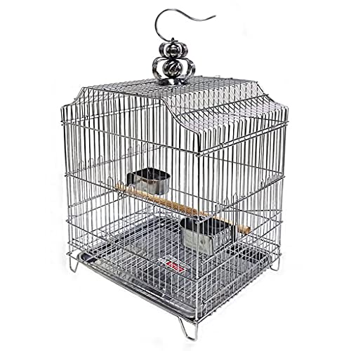 Tragbarer Vogelkäfig Vogelkäfig Aus Edelstahl Quadratischer Badekäfig Vogelkäfigzubehör Aus Metall Automatische Fütterung Hängekäfig 16,1 X 13,7 X 19,6 Zoll Vogelkäfige von GLETSF