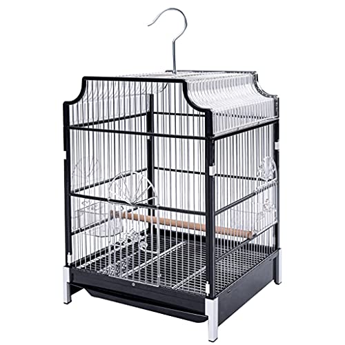 Tragbarer Vogelkäfig Vogelkäfig Edelstahl Vogelkäfig Pfingstrose Drossel Myna Vogelkäfig Großer Metallkäfig Reisekäfig 12,4X13X17,9 Zoll VogelkäfigeBlack von GLETSF