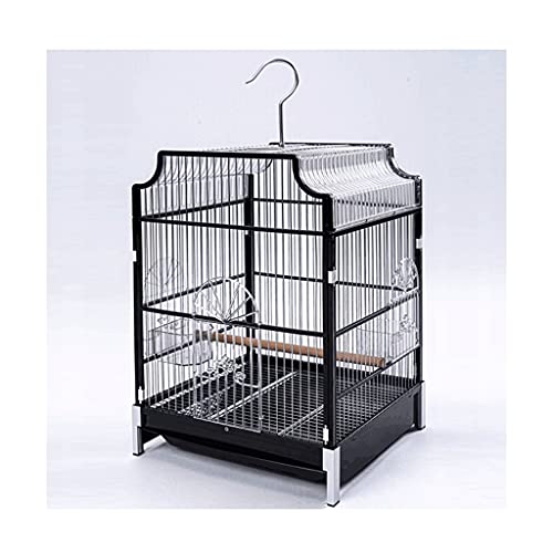 Vogelkäfig Aus Schmiedeeisen Mit Rollständer, Vogelflugkäfig Mit Ausziehbarem Tablettgriff, Tragbar Aus Dem Vogelkäfig - Schwarz/WeißBlack von GLETSF