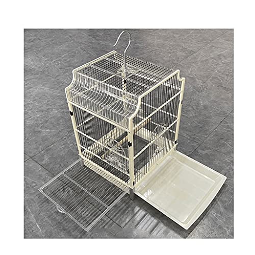 Vogelkäfig Aus Schmiedeeisen Mit Rollständer, Vogelflugkäfig Mit Ausziehbarem Tablettgriff, Tragbar Aus Dem Vogelkäfig - Schwarz/WeißWhite von GLETSF