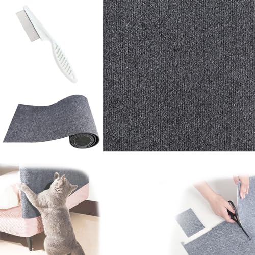 Asisumption Katzenkratzmatte, Katzenkratzmatten, Katzenkratzmatte, Selbstklebend, Zuschneidbar, Für Kratzbäume, Möbel, Kratzbäume, Sofaschutz (Dark Grey,0.98 * 6.56 ft) von GLIART