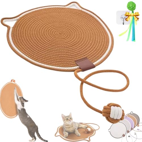 Celery Pets Dual Scratching Pad, Scratching Pads for Indoor Cats,Round Cat Scratcher,Cat Scratcher Mat,Hand-Woven Without Debris Natural Sisal Scratching Mat with Cotton Rope for Cat (45CM,C) von GLIART