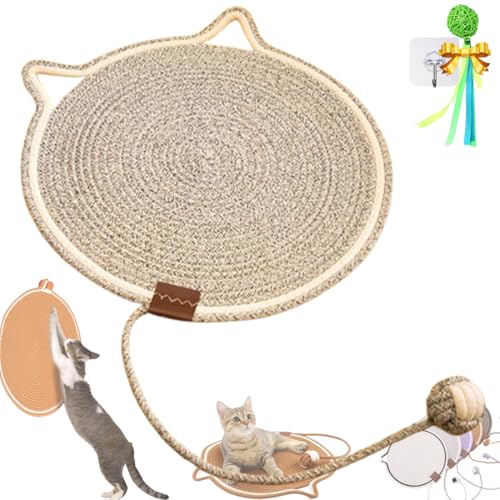 Celery Pets Dual Scratching Pad, Scratching Pads for Indoor Cats,Round Cat Scratcher,Cat Scratcher Mat,Hand-Woven Without Debris Natural Sisal Scratching Mat with Cotton Rope for Cat (45CM,F) von GLIART