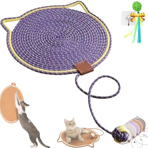 Celery Pets Dual Scratching Pad, Scratching Pads for Indoor Cats,Round Cat Scratcher,Cat Scratcher Mat,Hand-Woven Without Debris Natural Sisal Scratching Mat with Cotton Rope for Cat (50CM,A) von GLIART