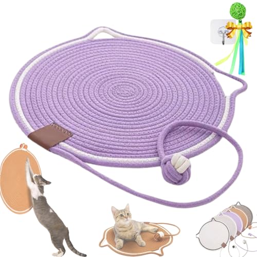 Celery Pets Dual Scratching Pad, Scratching Pads for Indoor Cats,Round Cat Scratcher,Cat Scratcher Mat,Hand-Woven Without Debris Natural Sisal Scratching Mat with Cotton Rope for Cat (50CM,B) von GLIART