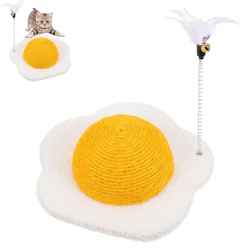 Egg Cat Scratcher, Eggy Yolk Cat Scratch Board, Poached Egg Wear-Resistant Round Claw Ball Scratching Board, Cat Scratchers Toy for Indoor Cats (L) von GLIART