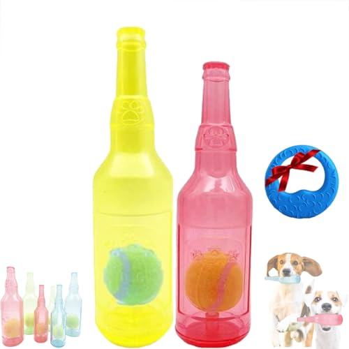 GLIART Zentric Crunchnplay Bottle Toy,Crunchnplay Bottle Toy,Plastic Water Bottle Chew Toys with Tennis Ball for Dogs,Pet Mentally Stimulating Toys for Dog Toy Water Bottle Cruncher (2PC-A-Mix) von GLIART