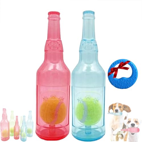 GLIART Zentric Crunchnplay Bottle Toy,Crunchnplay Bottle Toy,Plastic Water Bottle Chew Toys with Tennis Ball for Dogs,Pet Mentally Stimulating Toys for Dog Toy Water Bottle Cruncher (2PC-B-L) von GLIART