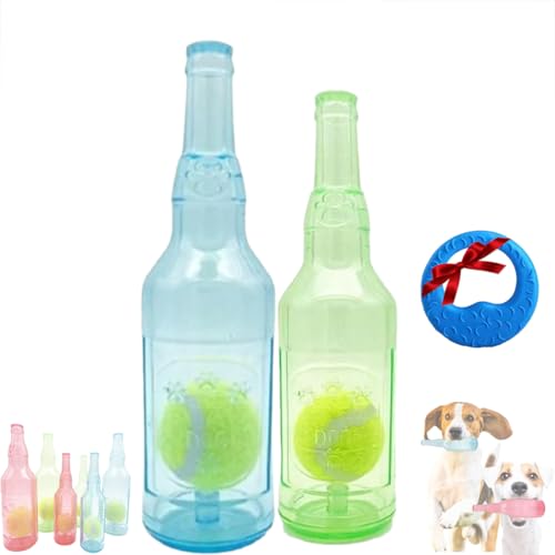 GLIART Zentric Crunchnplay Bottle Toy,Crunchnplay Bottle Toy,Plastic Water Bottle Chew Toys with Tennis Ball for Dogs,Pet Mentally Stimulating Toys for Dog Toy Water Bottle Cruncher (2PC-B-Mix) von GLIART