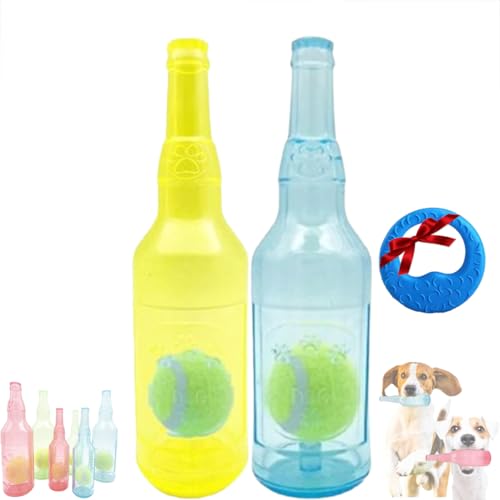 GLIART Zentric Crunchnplay Bottle Toy,Crunchnplay Bottle Toy,Plastic Water Bottle Chew Toys with Tennis Ball for Dogs,Pet Mentally Stimulating Toys for Dog Toy Water Bottle Cruncher (2PC-C-L) von GLIART
