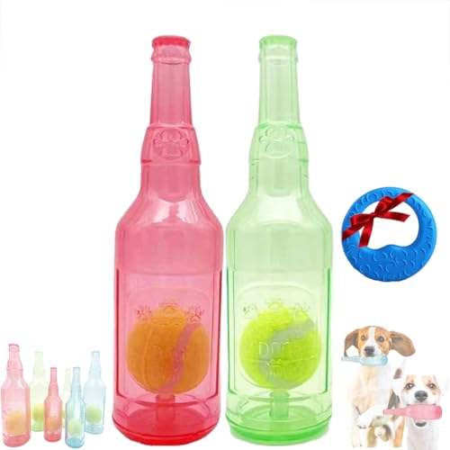 GLIART Zentric Crunchnplay Bottle Toy,Crunchnplay Bottle Toy,Plastic Water Bottle Chew Toys with Tennis Ball for Dogs,Pet Mentally Stimulating Toys for Dog Toy Water Bottle Cruncher (2PC-D-L) von GLIART
