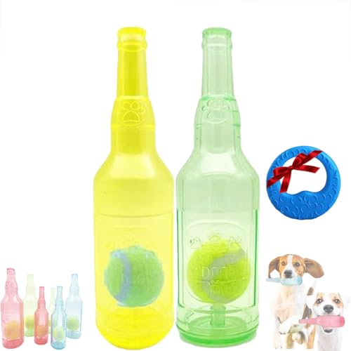 GLIART Zentric Crunchnplay Bottle Toy,Crunchnplay Bottle Toy,Plastic Water Bottle Chew Toys with Tennis Ball for Dogs,Pet Mentally Stimulating Toys for Dog Toy Water Bottle Cruncher (2PC-E-L) von GLIART