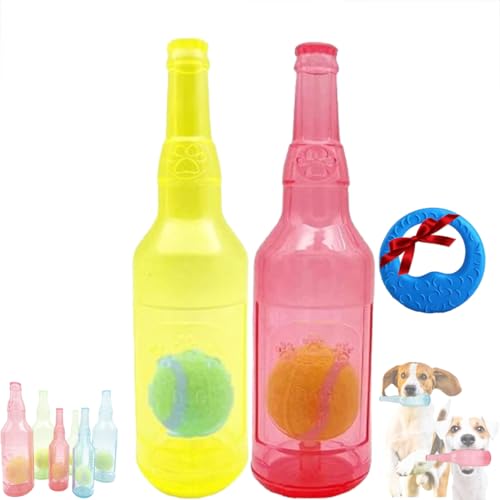 GLIART Zentric Crunchnplay Bottle Toy,Crunchnplay Bottle Toy,Plastic Water Bottle Chew Toys with Tennis Ball for Dogs,Pet Mentally Stimulating Toys for Dog Toy Water Bottle Cruncher (2PC-F-L) von GLIART