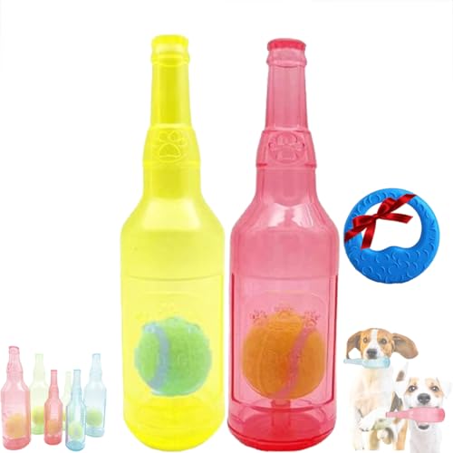 GLIART Zentric Crunchnplay Bottle Toy,Crunchnplay Bottle Toy,Plastic Water Bottle Chew Toys with Tennis Ball for Dogs,Pet Mentally Stimulating Toys for Dog Toy Water Bottle Cruncher (2PC-F-S) von GLIART