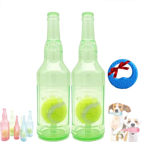 GLIART Zentric Crunchnplay Bottle Toy,Crunchnplay Bottle Toy,Plastic Water Bottle Chew Toys with Tennis Ball for Dogs,Pet Mentally Stimulating Toys for Dog Toy Water Bottle Cruncher (2PC-Green-L) von GLIART