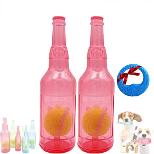 GLIART Zentric Crunchnplay Bottle Toy,Crunchnplay Bottle Toy,Plastic Water Bottle Chew Toys with Tennis Ball for Dogs,Pet Mentally Stimulating Toys for Dog Toy Water Bottle Cruncher (2PC-Red-L) von GLIART