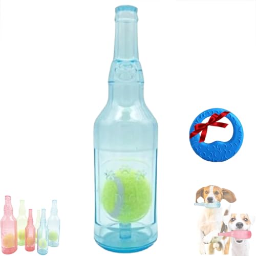 GLIART Zentric Crunchnplay Bottle Toy,Crunchnplay Bottle Toy,Plastic Water Bottle Chew Toys with Tennis Ball for Dogs,Pet Mentally Stimulating Toys for Dog Toy Water Bottle Cruncher (Blue-S) von GLIART