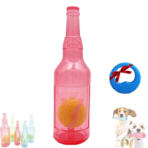 GLIART Zentric Crunchnplay Bottle Toy,Crunchnplay Bottle Toy,Plastic Water Bottle Chew Toys with Tennis Ball for Dogs,Pet Mentally Stimulating Toys for Dog Toy Water Bottle Cruncher (Red-L) von GLIART