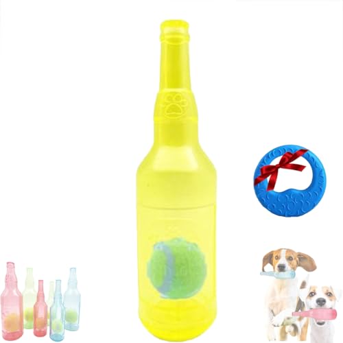 GLIART Zentric Crunchnplay Bottle Toy,Crunchnplay Bottle Toy,Plastic Water Bottle Chew Toys with Tennis Ball for Dogs,Pet Mentally Stimulating Toys for Dog Toy Water Bottle Cruncher (Yellow-L) von GLIART