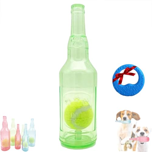 Zentric Crunchnplay Bottle Toy,Crunchnplay Bottle Toy,Plastic Water Bottle Chew Toys with Tennis Ball for Dogs,Pet Mentally Stimulating Toys for Dog Toy Water Bottle Cruncher (Green-L) von GLIART