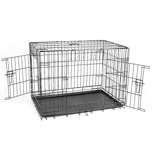 Hundekäfig, Transportbox für Hunde mit 2 Türen, Hundekäfig für den Innenbereich mit Griffen und schwarzer Platte, abnehmbare Doppeltür, einfache Reinigung (106 x 76 x 71 cm) von GLIT