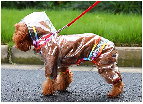 GLJY Transparent Dog Raincoat, Hund mit Kapuze Raincoat Small Dog Regen Jacke Poncho wasserdichte Kleidung mit Kapuze Breath Overall-Kleid für für kleine und mittlere Hunde,A,L von GLJY