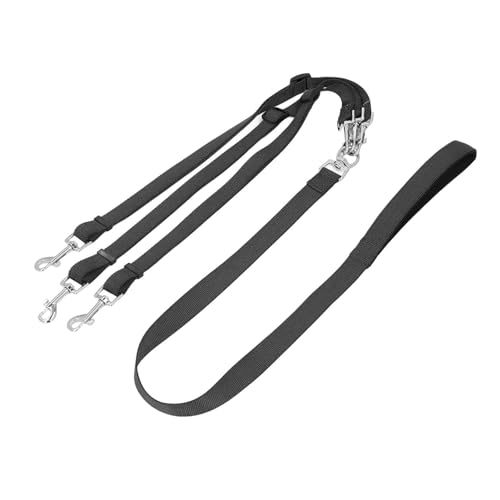 3-Wege-Hundeleine, Hundelaufleine, Dreifache Nylon-Hundeleine, Verstellbarer Taillengürtel, Nylon-Kupplungsleine Zum Laufen, Spazierengehen, Wandern (Black) von GLOGLOW