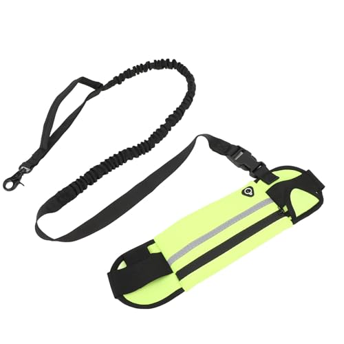 Freihändige Hundeleine, Nylon-Hundelaufleine mit Hüfttasche, Nylon-reflektierende Hundelaufleine, Verstellbarer Hüftgurt Zum Laufen, Spazierengehen, Wandern (Green) von GLOGLOW