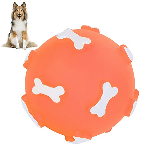 GLOGLOW 3,1 Zoll Haustier-Kauball, Quietschender Hundespielzeugball, Welpen-Kauspielzeug, Apportierspielzeug für das Training des Hundefangens und Apportierens (ORANGE) von GLOGLOW