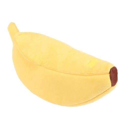 GLOGLOW Bananen-Haustierbett, Lustiges Katzenbett in Fruchtform mit Warmem Plüschkissen, Waschbares Gelbes Hundebett für Haustiere Unter 2,5 Kg, Geeignet für Katzen, Hunde und Kleine von GLOGLOW