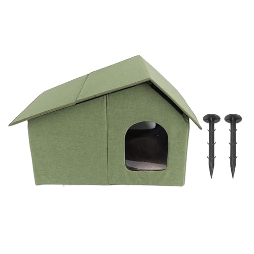 GLOGLOW Cat House Im Freien, 25,2 X 16,93 X 15,35 Zoll Multifunktional Tragbarer Wassersicheres Außenhause Im Freien, Wetterdurchdringliche Geräumige, Geschlossene, Faltbare (Green) von GLOGLOW