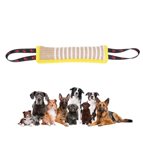 GLOGLOW Hundebiss-Schlepperspielzeug, Jute-Schlepperspielzeug, Hundetraining, Kampfkissen, 2 Griffe, Interaktives Kissen, Ziehspielzeug, Hundetrainingsausrüstung für Kleine, (Gelbes von GLOGLOW