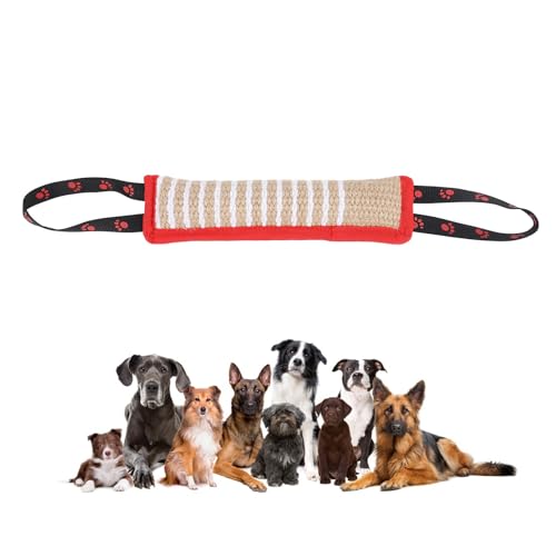 GLOGLOW Hundebiss-Schlepperspielzeug, Jute-Schlepperspielzeug, Hundetraining, Kampfkissen, 2 Griffe, Interaktives Kissen, Ziehspielzeug, Hundetrainingsausrüstung für Kleine, (Rotes von GLOGLOW