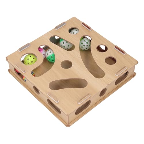 GLOGLOW Interaktive Katzen-Puzzle-Spielzeugkiste, Versteckspiel-Katzenspielzeug mit Glockenball, Geistige und Körperliche Übung, Verbundbrett, Katzenlabyrinth, Spielzeugkiste für von GLOGLOW