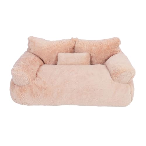 GLOGLOW Katzencouchbett, Waschbares, Flauschiges Plüsch-Haustierschlafbett, Weiches, Warmes Welpenschlafsofa, rutschfeste Unterseite, Haustiercouchbett für Kleine Hunde und Katzen (L) von GLOGLOW