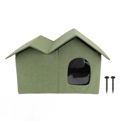 GLOGLOW Katzenhaus, Großer Raumwassersicheres Geschlossenes Design Cat House Outdoor Bequeme Tragbare Faltbare Zeltdesign Katzen -Versteck für Haustiere in Innenräumen (Green) von GLOGLOW