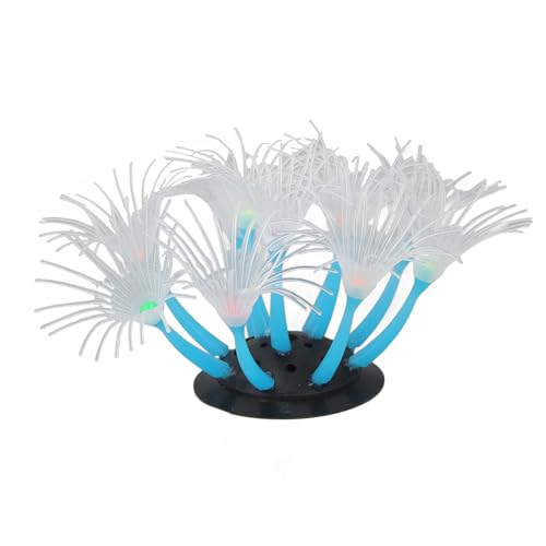 GLOGLOW Lebensechte Silikon-Aquarium-Simulationskoralle, Schöne Aquarium-Dekoration für Süßwasser mit Stabiler Basis (Blue) von GLOGLOW