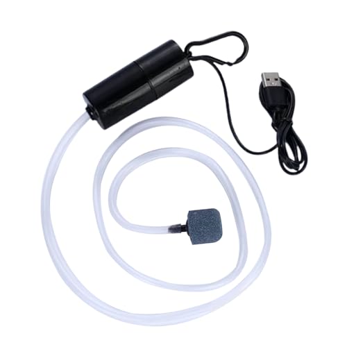 GLOGLOW Sauerstoffpumpe für Aquarien, praktische tragbare Sauerstoffpumpe, für den Außenbereich, zum Angeln, für den Haushalt, leise, Mini-Luftpumpe mit USB-Aufladung (schwarz) von GLOGLOW