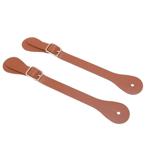 GLOGLOW Spornbänder, Synthetische Leder -Spurgurte Verstellbare Länge 22 cm Long Cowboy Spurhalter für Reitestellen mit Strasssteinen Ideal Riding Gear Companion (Brown) von GLOGLOW