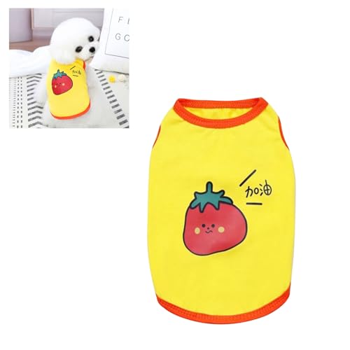 Haustierkleidung, ärmelloser Hundepyjama, Hundeoverall, Katzenoverall, Welpenbekleidung, Heimkostüm, Welpen-Tanktop, Obstdruck, Baumwoll-Hundehemden (Tomate L) von GLOGLOW