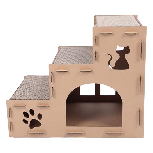 GLOGLOW Katzenkratzer, Katzenhaus, 2-in-1-Katzenkratzer, Katzenhaus, Wellpappe, Katzenkratzunterlage, Gemütliches Katzenkratzer-Loungebett aus Pappe von GLOGLOW