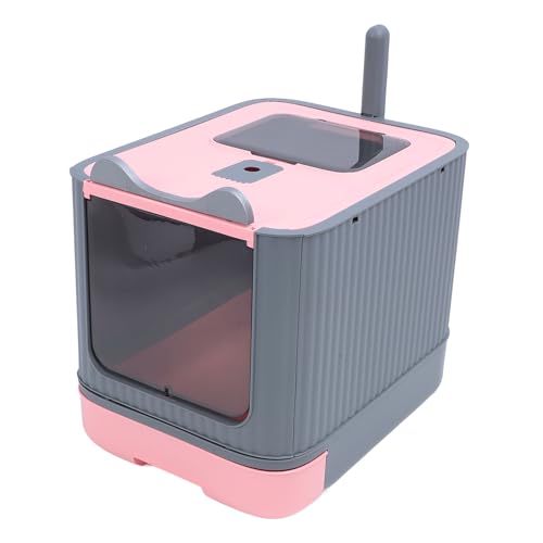 Katzenstreu-Box, Großes Top-Einstiegs-Anti-Spritz-Streu-Box-Top-Einstiegs-Top-Einschub-Tablett, Vollständig Einges Ch Lossen, Design, Kitty-Streu-Box (PINK) von GLOGLOW