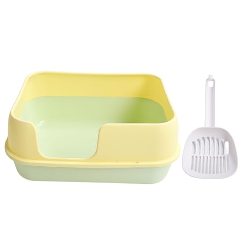 Katzentoilette, Oben Offene Katzentoilette, Hoher Zaun, Katzentoilette, Spritzwassergeschützte Kotbox mit Schaufel für Kätzchen, Kleine Kaninchen, 59,9 X 43,9 cm (Yellow) von GLOGLOW