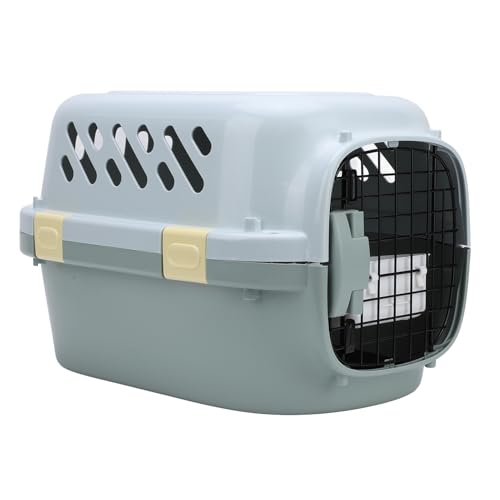 Reisetransportbox für Katzen und Hunde, ABS, Leicht, Faltbar, groß, Platzsparend, Abschließbare Tür, 4-seitige Belüftung, Tragbare Hartschalen-Transportbox für Haustiere Im (S) von GLOGLOW