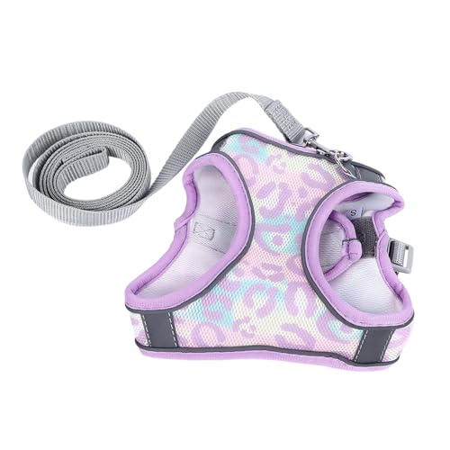 Verstellbares, Reflektierendes Hundegeschirr mit Leine für Kleine und Mittelgroße Welpen, Haustierkatzen, Atmungsaktive Mesh-Step-In-Weste, Outdoor-Gehtraining (Purple) von GLOGLOW