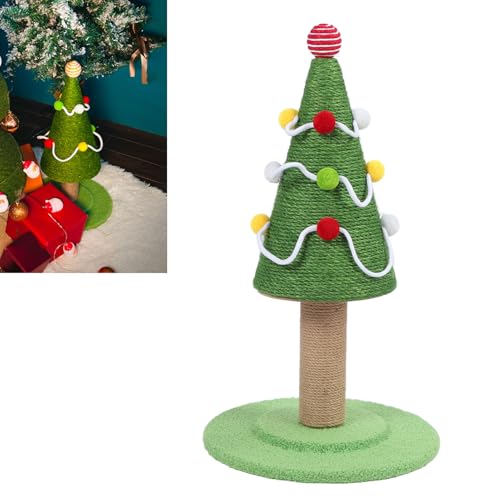 GLOGLOW Weihnachts-Katzenbaum-Kratzbaum, Sisal, Schützt Möbel, Stabile Struktur, Katzenkratzer, Robuste Konstruktion für Aktives Spielen, Fördernde Bindung (Groß: 40 x 65 cm / 15,7 x von GLOGLOW