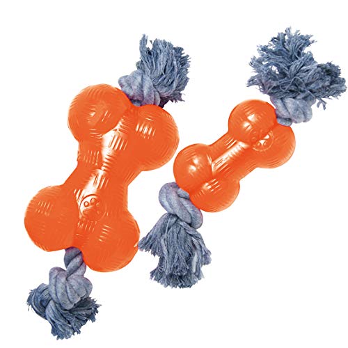 Gloria TPR-Knochen mit Seil, 8,9 cm, Robustes Material, interaktiv, flexibel, Kauspielzeug, Hundespielzeug, Orange von GLORIA LO MEJOR PARA TU MEJOR AMIGO