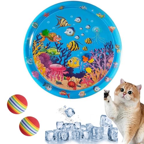 Wasserspielmatte Für Katzen, Wassermatte Katze, Wasserspielmatte Katze,Wassermatte Für Katzen, Summer Cat Water Mat, Aqua Matte Katze, Aqua Miez Katzenmatte, Katzen Wasserspielzeug (B:65 * 65cm) von GLSAYZU